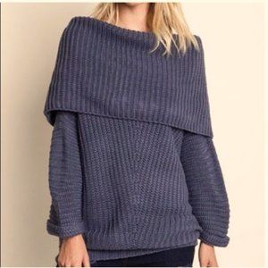 Anthropologie x MOTH Chunky Cowl Neck Fold Over Dark Grey Sweater Sz S
